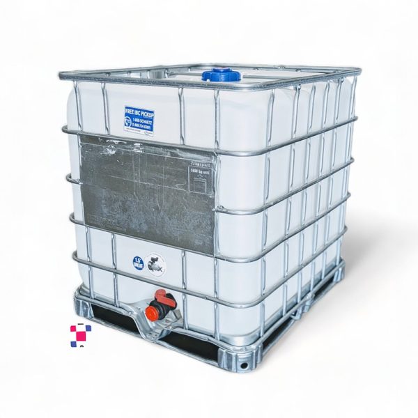 1000 Litre 275 Gallon Reconditioned IBC Tote with 1.5 Inch Ball Valve Camlock/Quick-Connect - Image 1