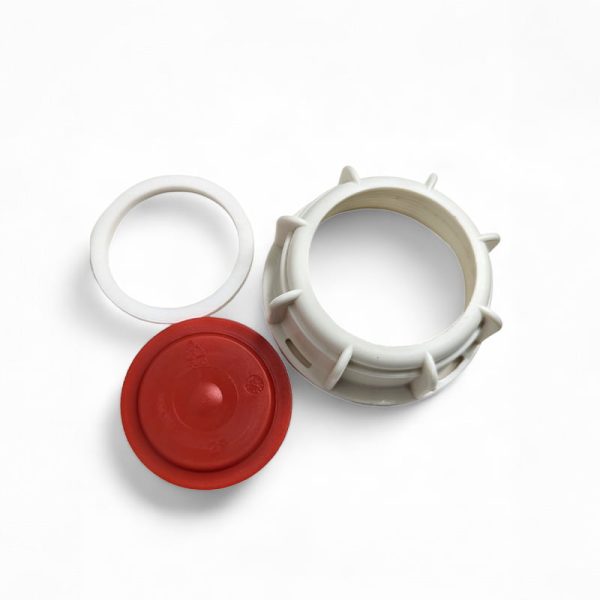 Schutz 2-Inch 3-piece NPT/Fine Thread Dust Cover Cap with Seal and Gasket - White - Image 1