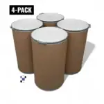 4 pack 55 gallon open head fiber drum with plastic lid and lever lock steel rim ($19.86/pc)