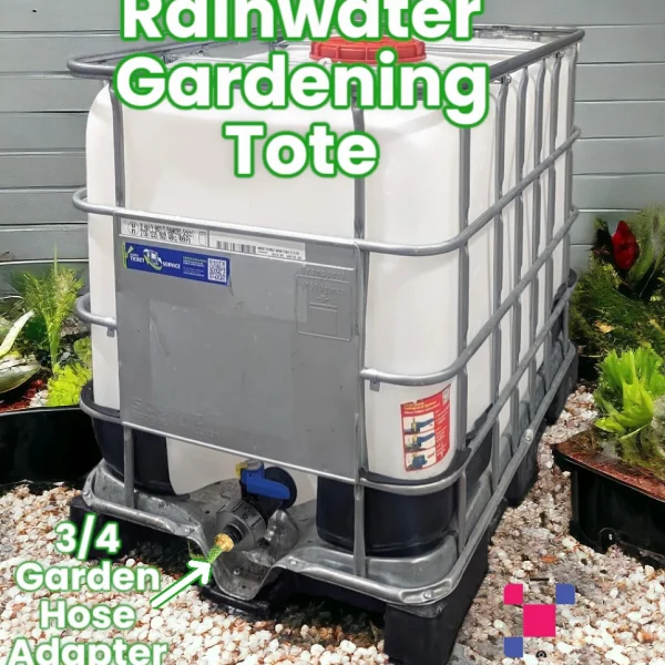 600 Litre 160 Gallon Rainwater Gardening IBC Tote With 3/4 Inch Garden Hose Adapter - Image 1