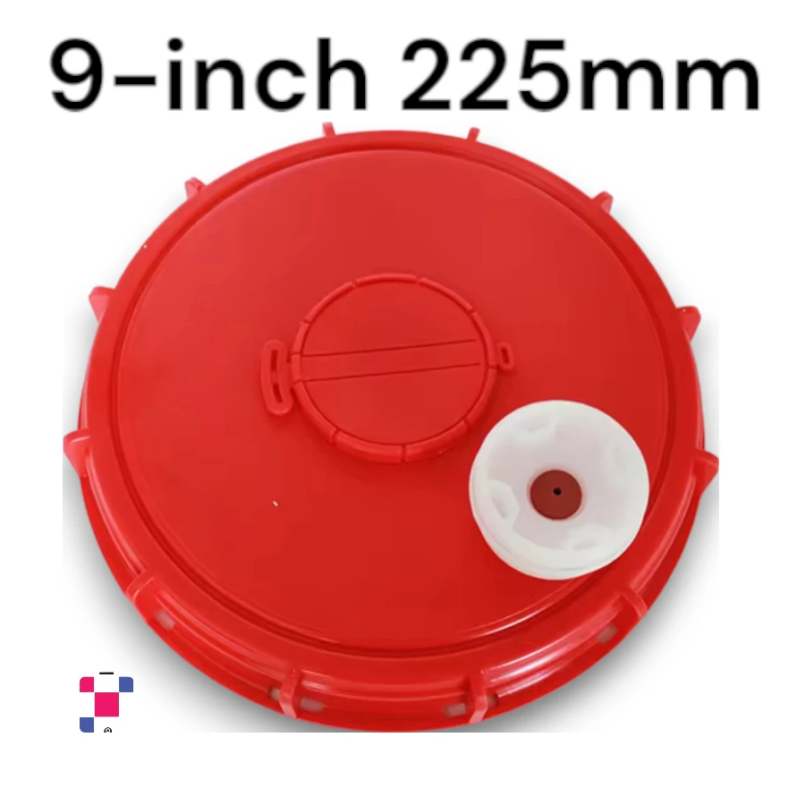 9-inch 225mm Red Vented IBC Tank Lid Fill Screw Cap with 2-inch Vented Center Bung - Image 1