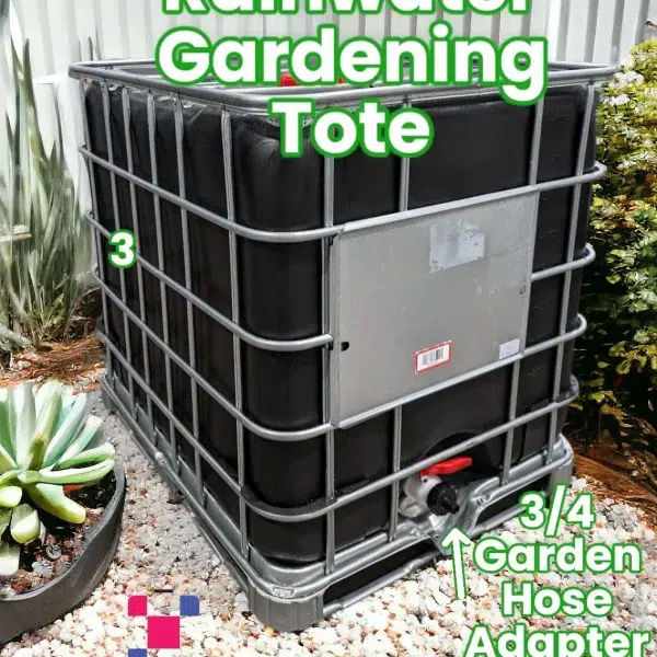 1000 Litre 275 Gallon UV-Blocking Rainwater Gardening IBC Tote With 3/4 Inch Garden Hose Adapter - Image 1