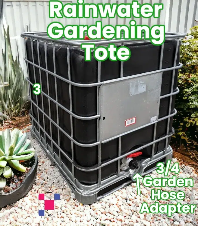 1000 Litre 275 Gallon UV-Blocking Rainwater Gardening IBC Tote With 3/4 Inch Garden Hose Adapter