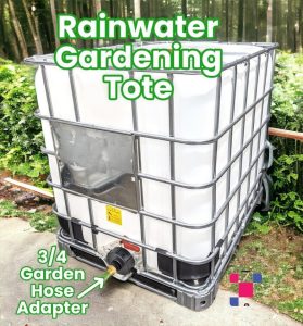 1000 Litre Rainwater Gardening IBC Tote With 3/4 Inch Garden Hose Adapter