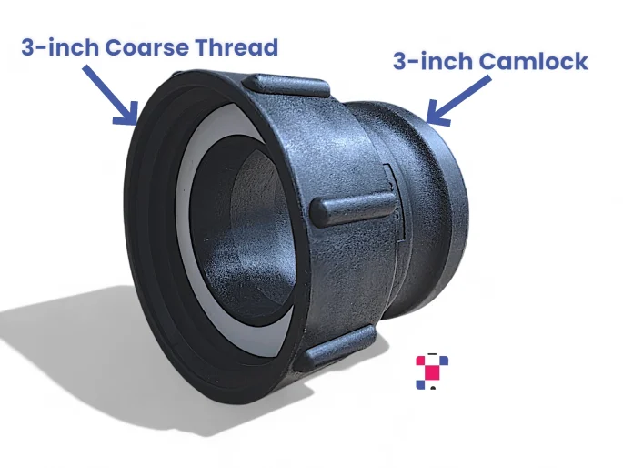 3 Inch Female Buttress/Coarse Thread to 3" Male Camlock/Quick-Connect Adapter