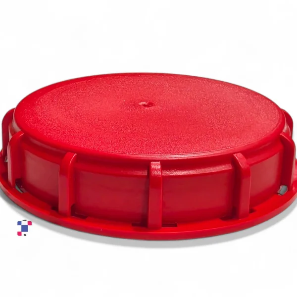 6 Inch Red Non-Vented IBC Tank Lid Fill Screw Cap - Red - Image 1