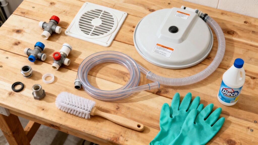 A person connecting a hose to a valve on a water storage container.