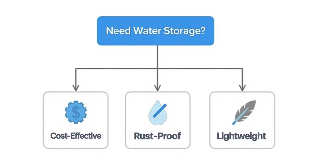 Infographic about water storage tanks plastic