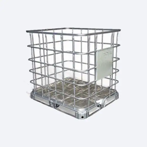 schutz reconditioned ibc tote cage only external metal cage and metal pallet assembly