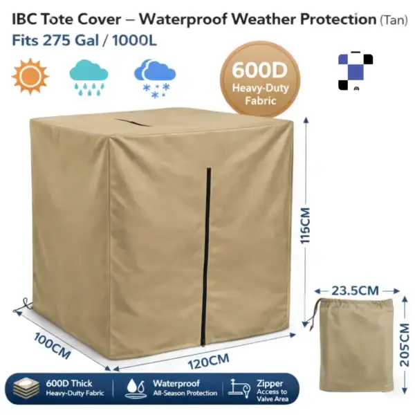600d thick ibc tote cover waterproof weather protection for 275 gal 1000l water tank black