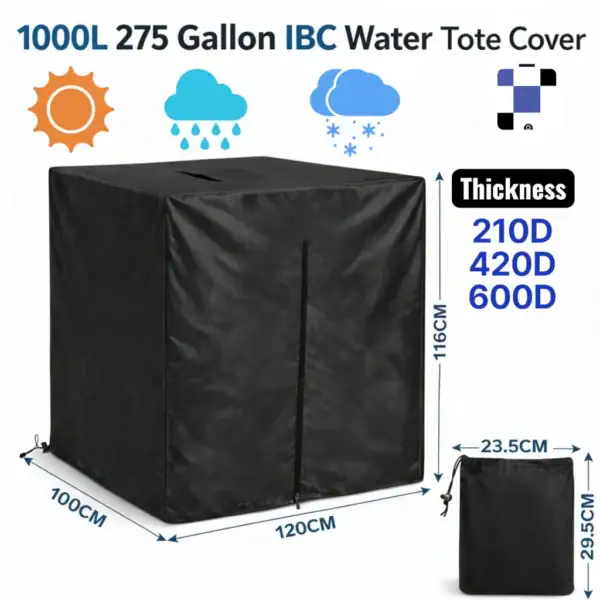 210d ibc tote cover waterproof weather protection for 275 gal 1000l water tank