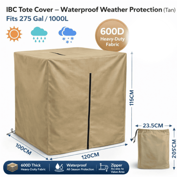 600d ibc tote cover waterproof weather protection for 275 gal 1000l water tank 600d tan