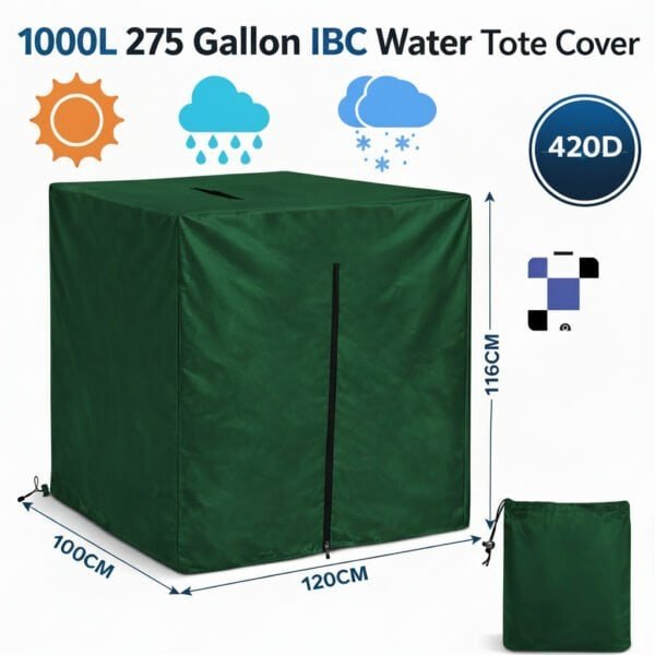 600d thick ibc tote cover waterproof weather protection for 275 gal 1000l water tank black