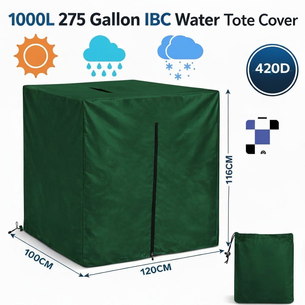600d thick ibc tote cover waterproof weather protection for 275 gal 1000l water tank black