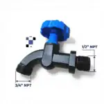 1/2" npt to 3/4 npt plastic tap/faucet for drums an jugs with blue handle spigot, 3/4" water hose outlet