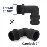 2 inch male npt fine thread w/90 degree elbow to 2 inch male camlock e200