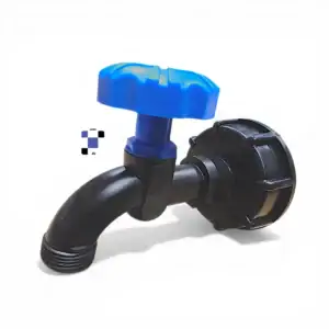 2" buttress coarse thread to 3/4" npt plastic tap/faucet for drums an jugs with blue handle spigot, 3/4" water hose outlet