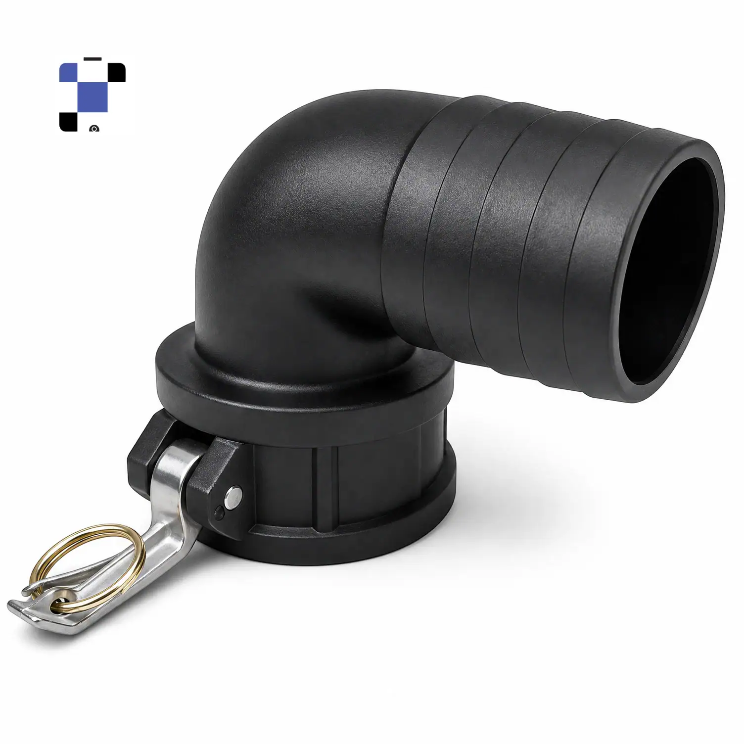 3 inch female camlock b300 to 3 inch hose barb polypropylene elbow ibc adapter 3 inch female camlock b300 to 3 inch hose barb polypropylene elbow ibc adapter