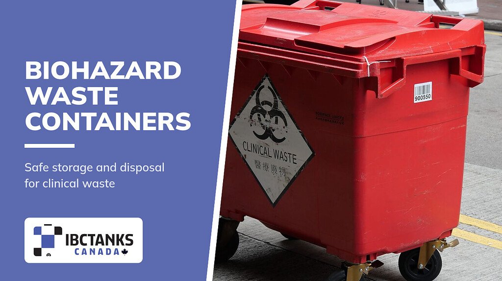 Biohazard Waste Container Guide - IBC Tanks Canada (Red wheeled clinical waste container with biohazard symbol)