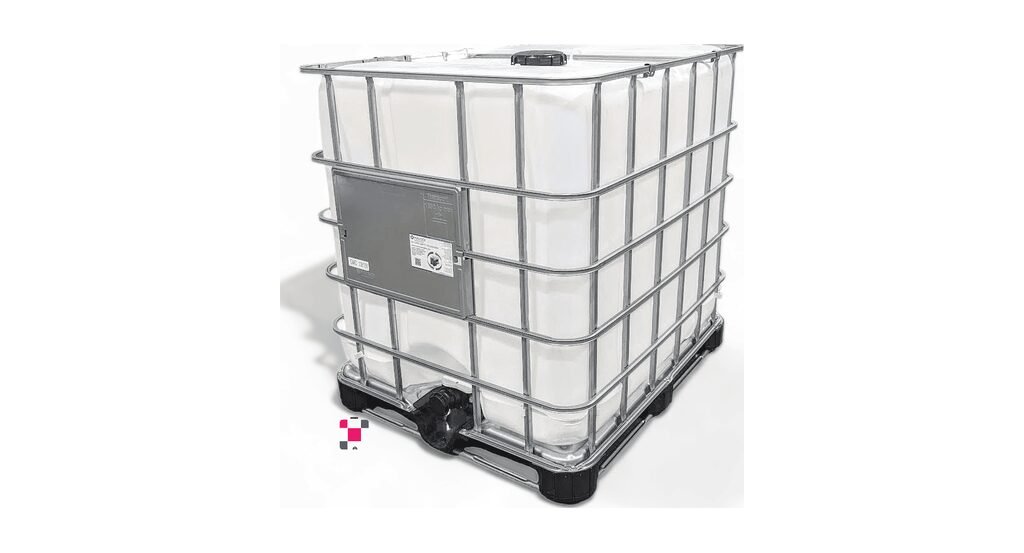 Reconditioned 1000 litre (275 gallon) IBC tote with steel cage